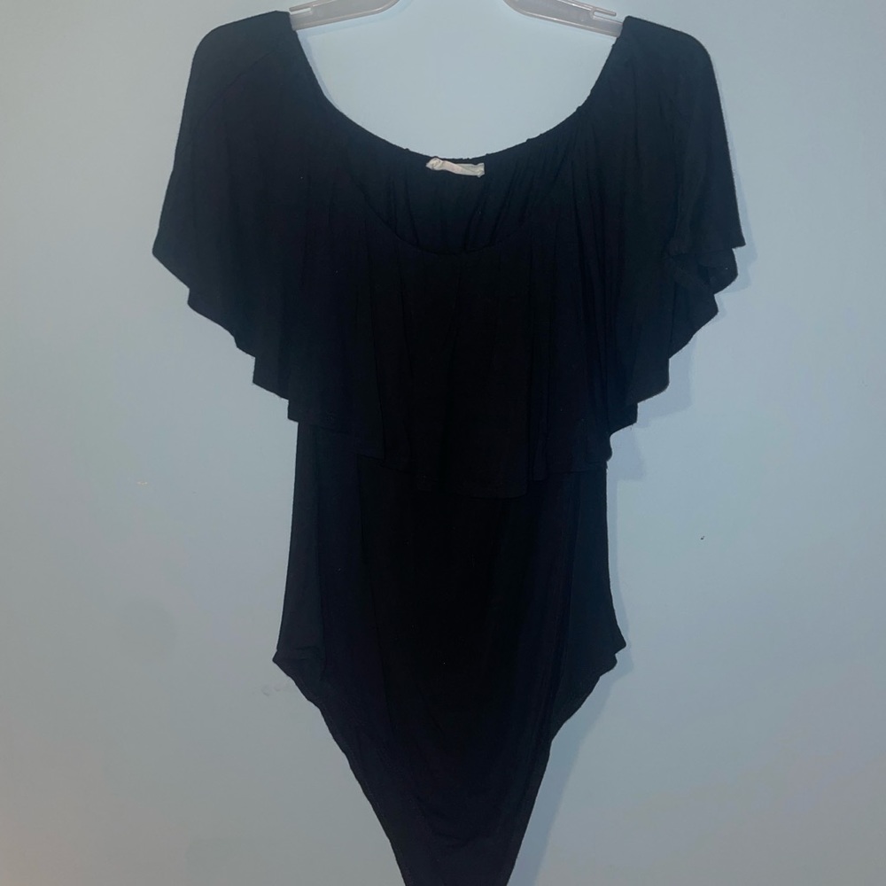 Black ruffled bodysuit